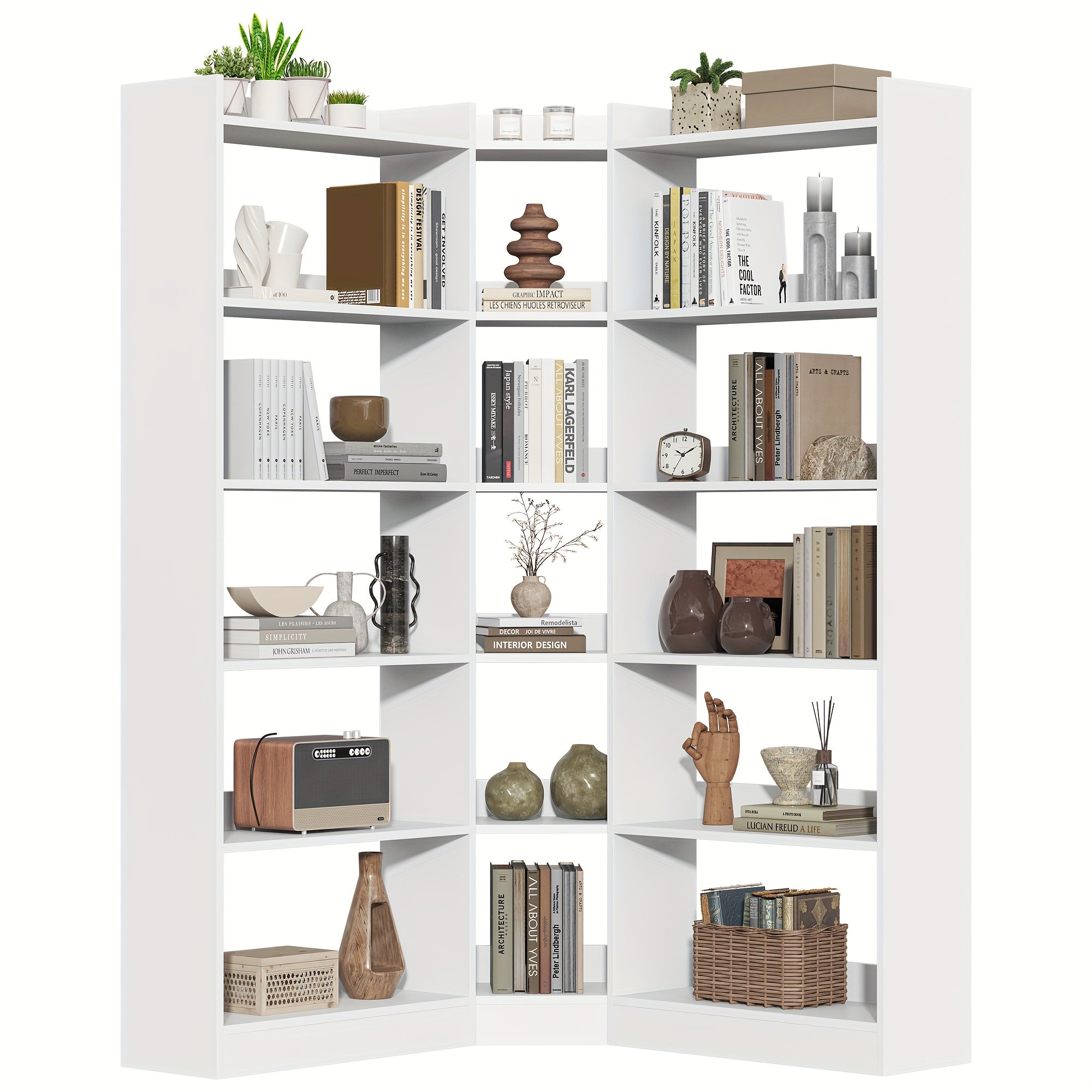 70 8 corner bookshelf bookcase 7 tiers l shaped bookshelf