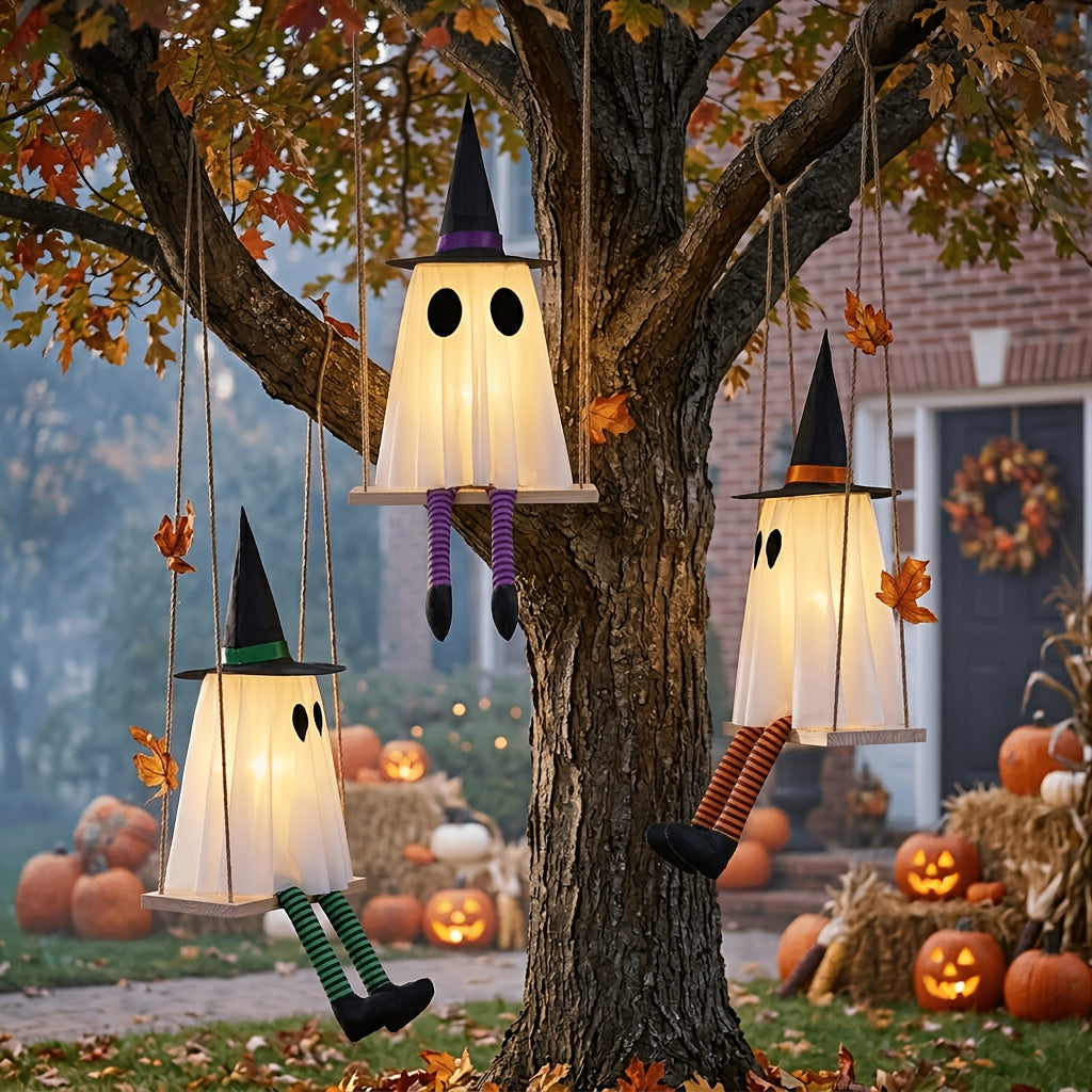 set 3 halloween hanging swing ghosts halloween decorations