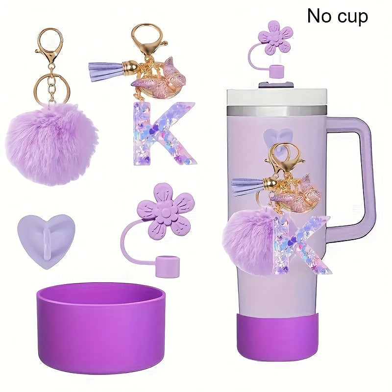 5pcs tumbler handle accessories set including resin alphabet
