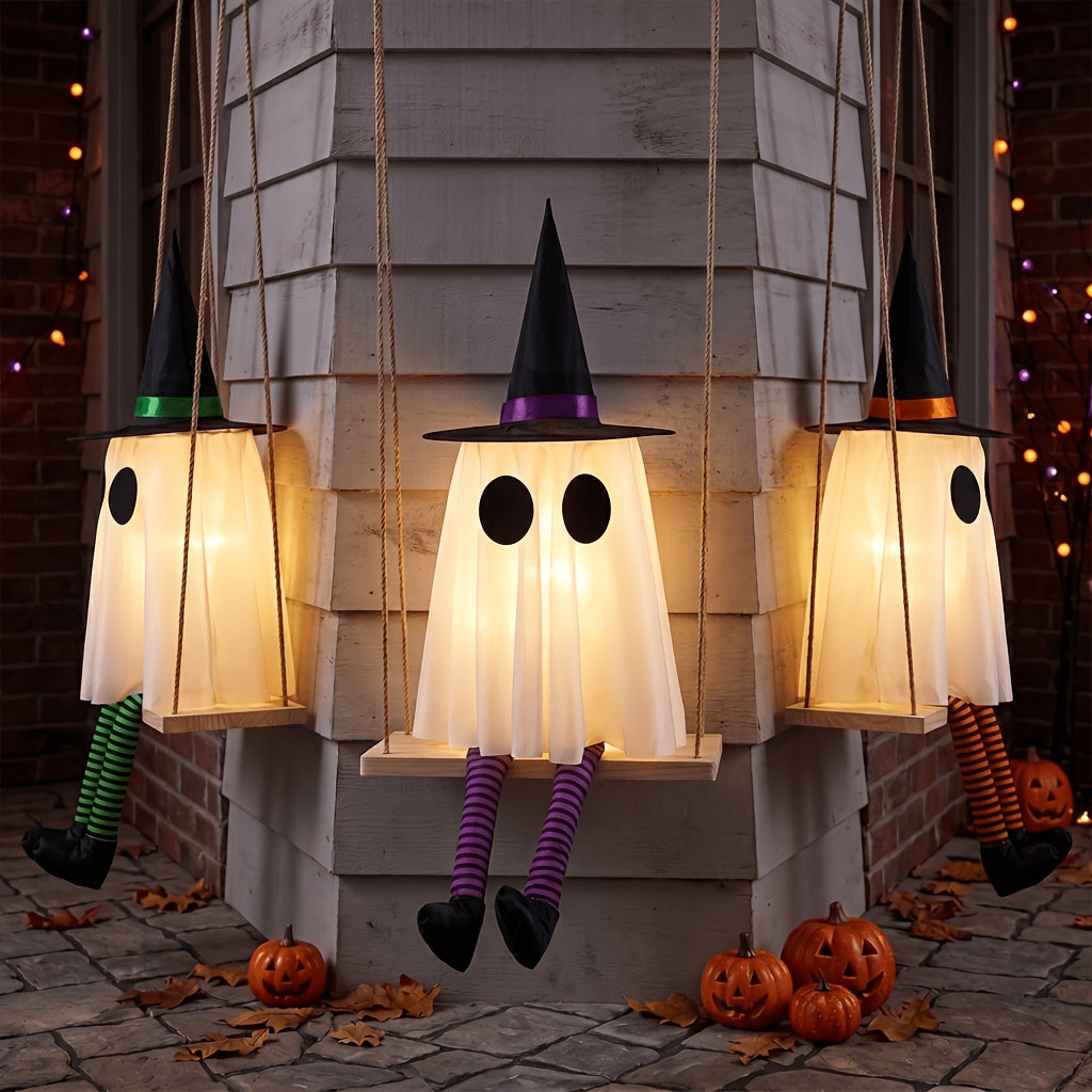set 3 halloween hanging swing ghosts halloween decorations