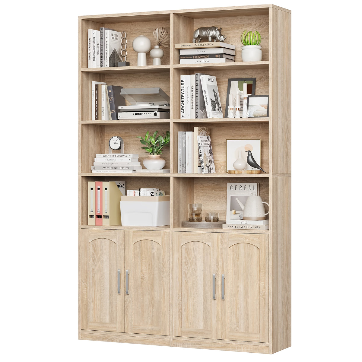 fultru bookshelf bookcase doors 6 tier   large