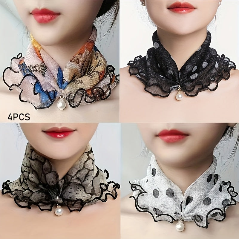 4pcs womens mesh headscarves chiffon veil neck covers