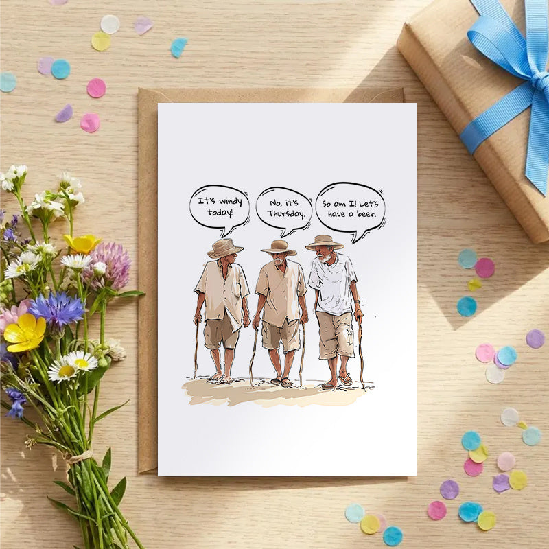 1 set funny elderly men birthday greeting card humorous day