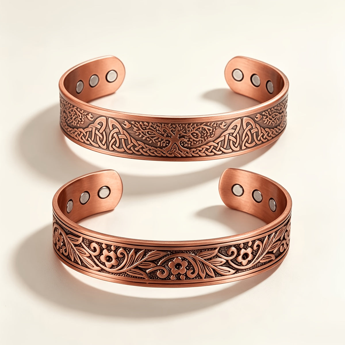 2pcs vintage red copper open end