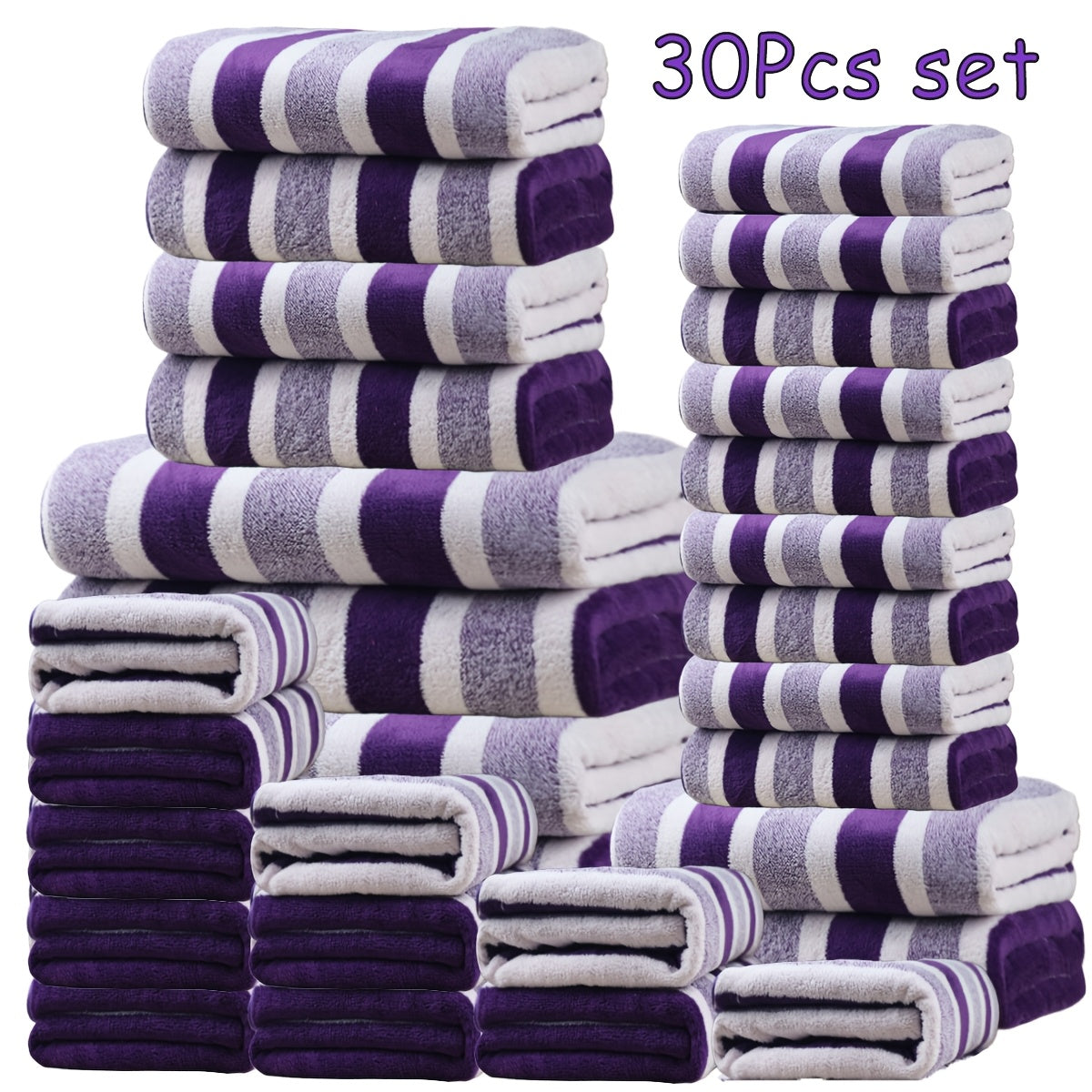 30pcs large wide   towel set quick