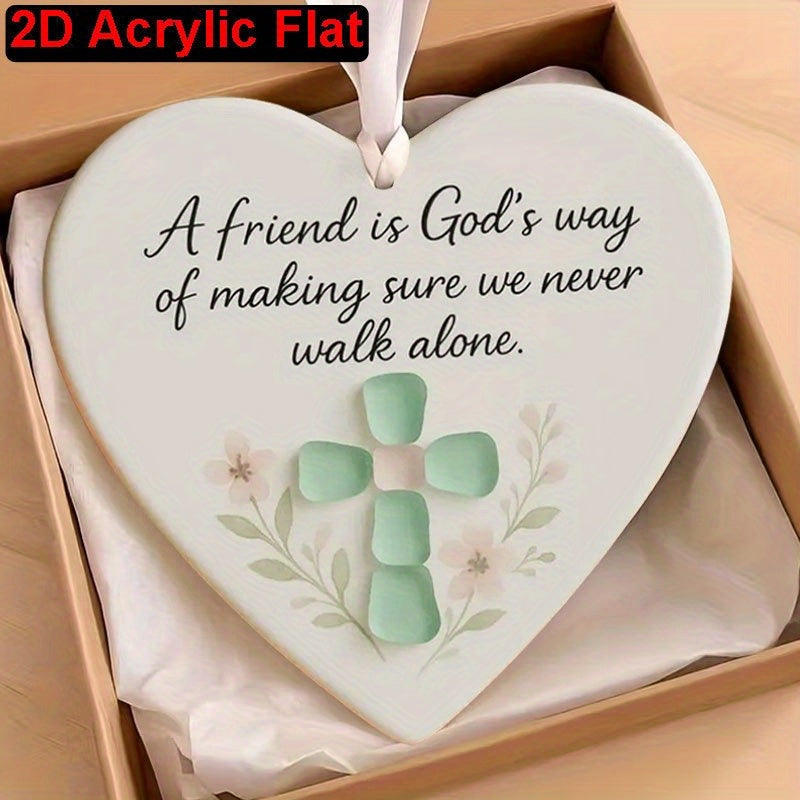 2d flat heart shaped acrylic friendship hanging ornament