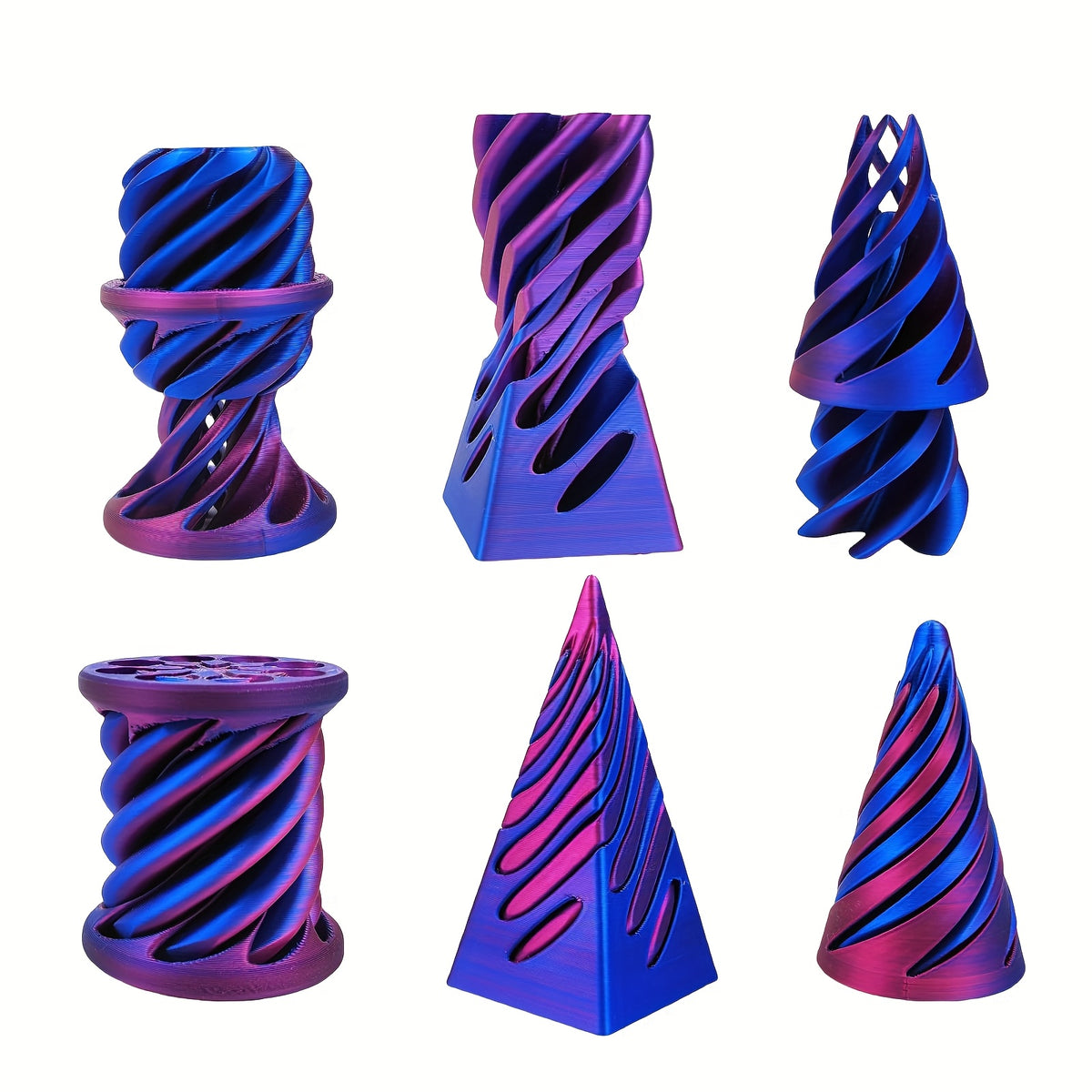 3 piece decorative set spiral pyramid shaped desk ornaments
