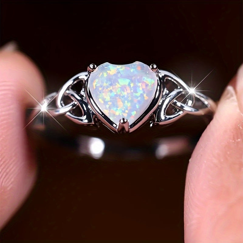 coquettish style promise ring simulated acrylic heart celtic
