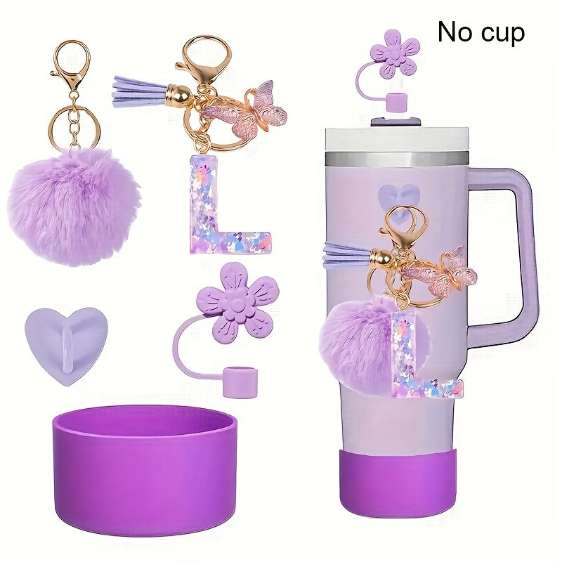 5pcs tumbler handle accessories set including resin alphabet
