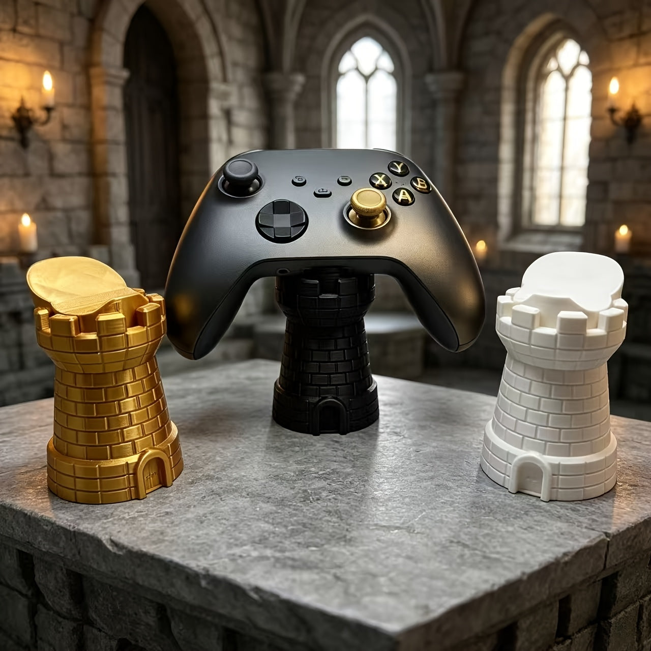 castle shaped game controller storage stand creative desktop