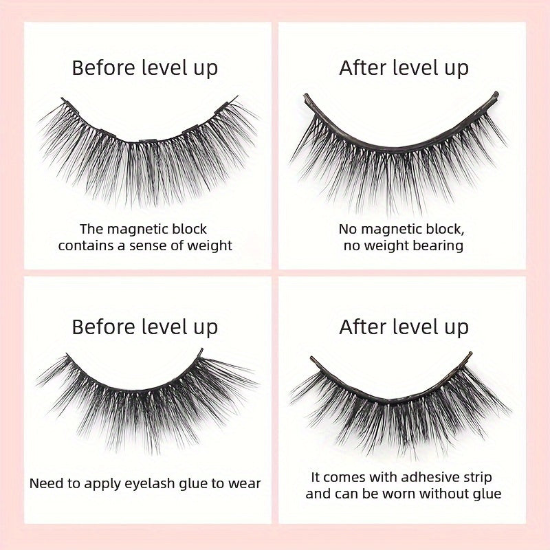 3 pairs reusable self   false eyelashes wearing tools