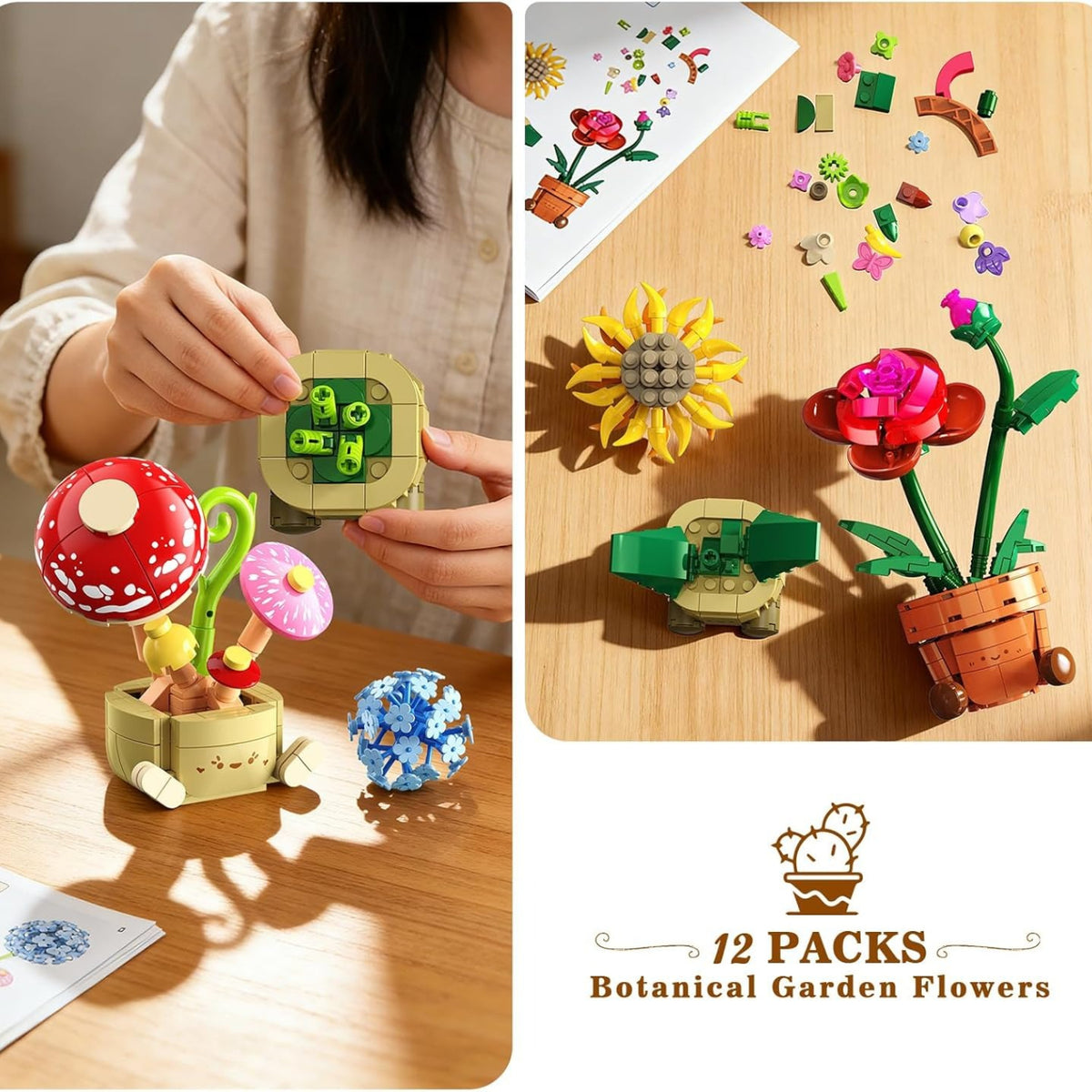 flowers plants mini building set   1697pcs botanical
