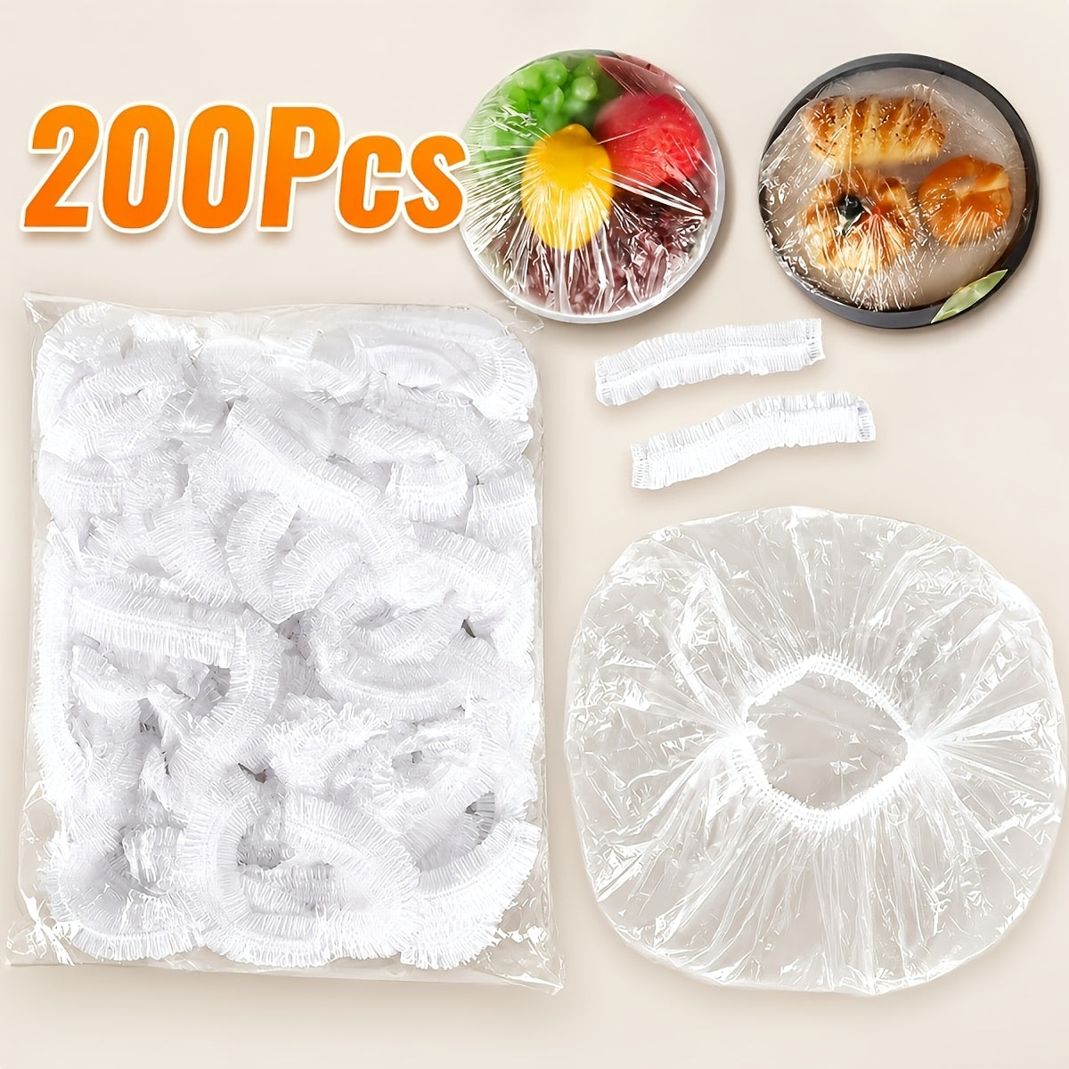 200pcs reusable elastic food covers made durable food grade