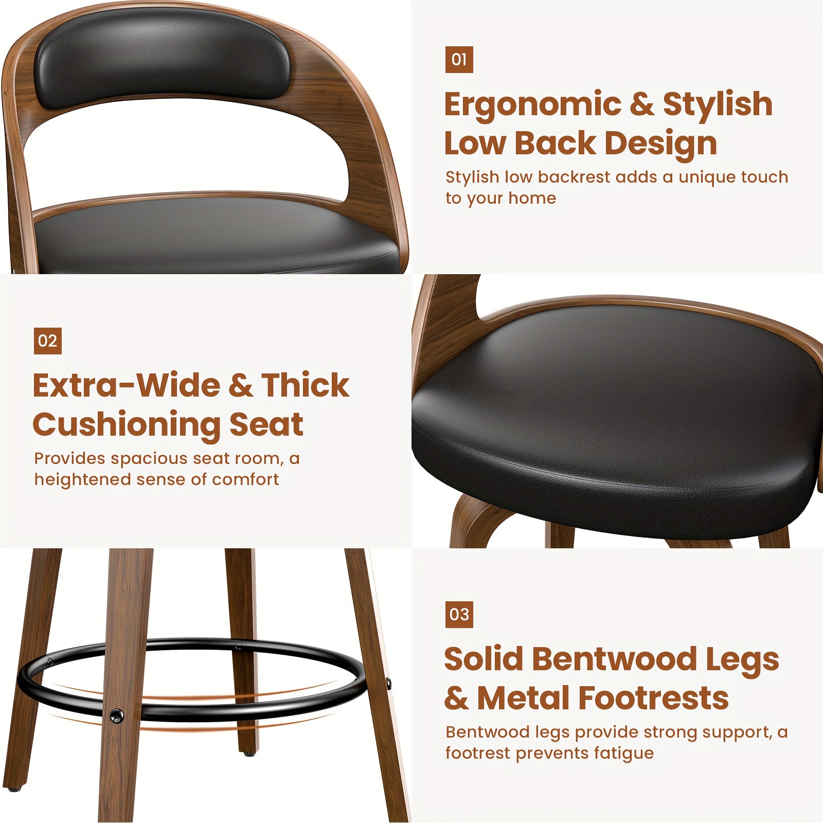 modern 26 counter height bar stools set 2 ergonomic