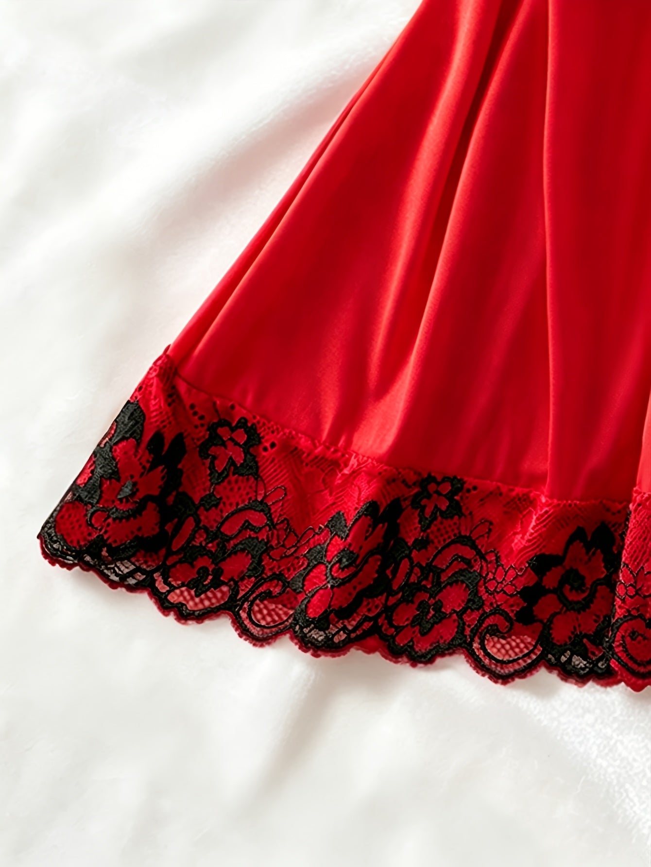 2pcs lace trimmed womens sleepwear v neck bow thin strap