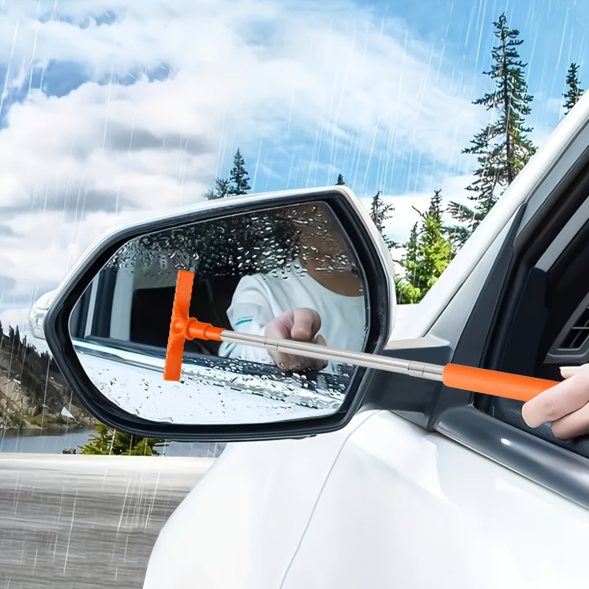 1pc handheld telescopic car brush portable rearview mirror