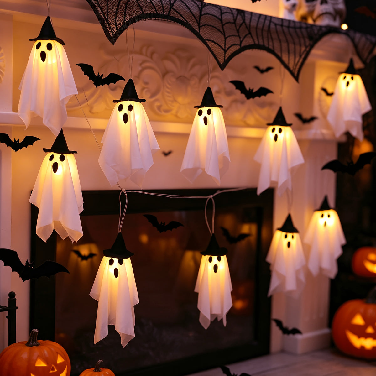 2026 new style 1 set 8 hanging halloween lights   hat