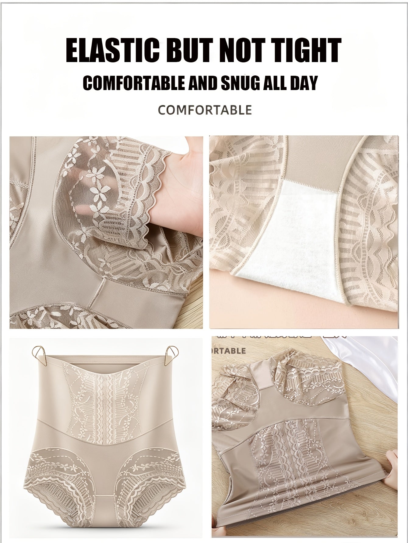 high waisted tummy control shapewear panties women lace trim
