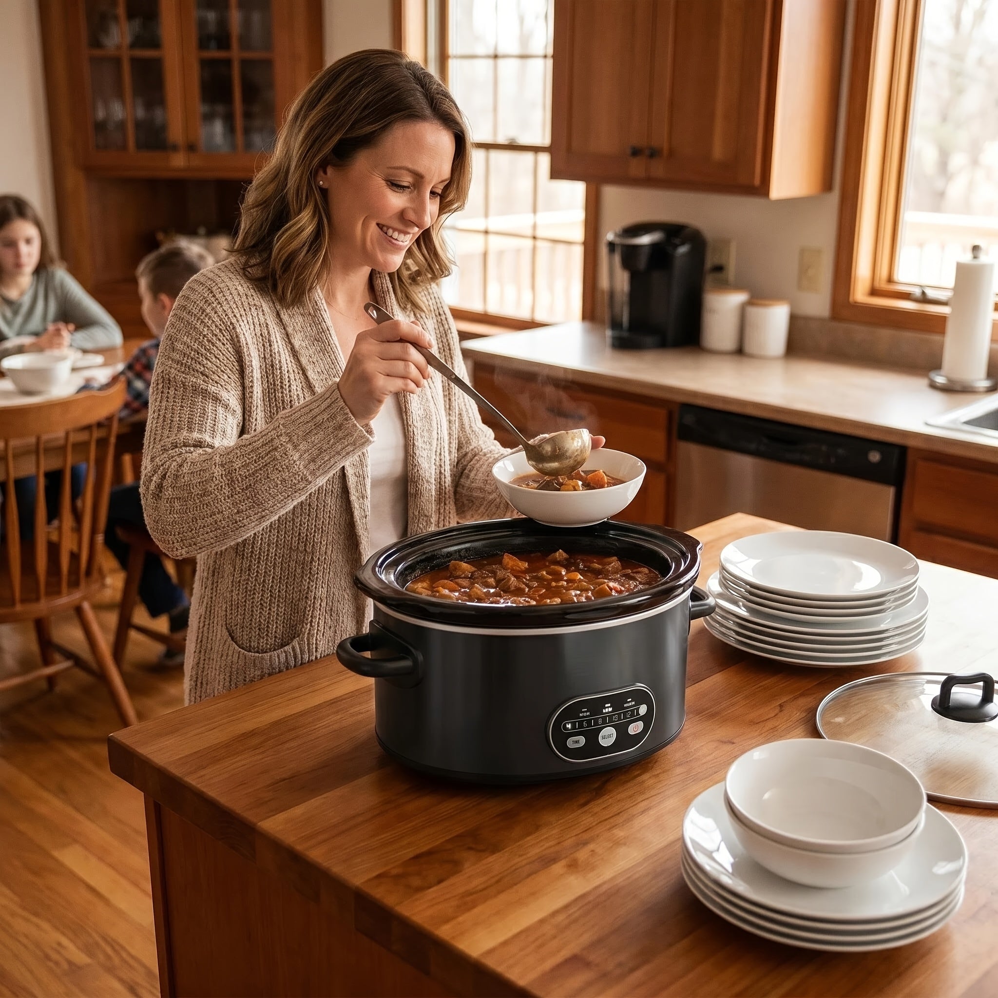 6 8 qt large electric slow cooker 3 heating settings
