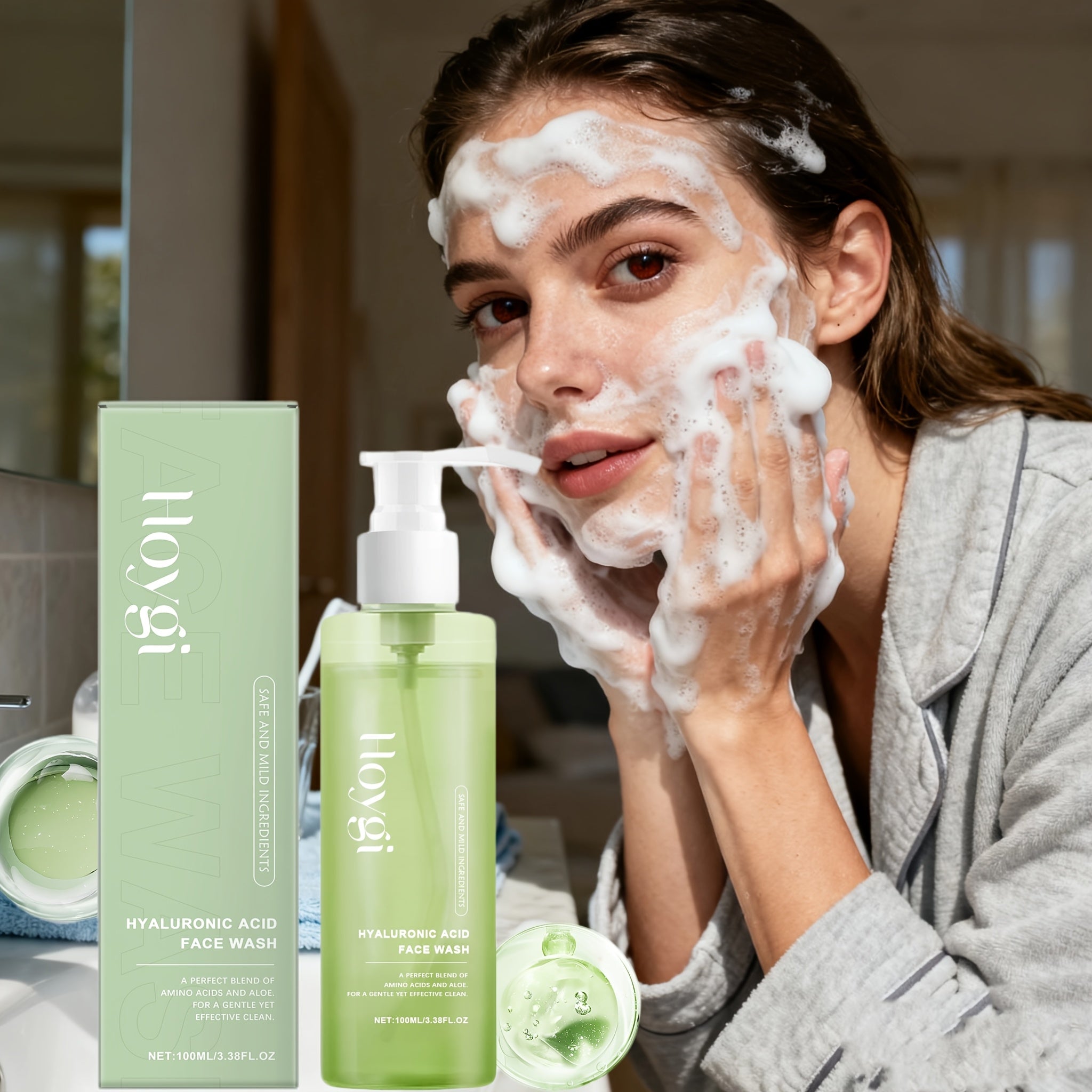 gentle hyaluronic acid cleansing gel aloe oat ingredients