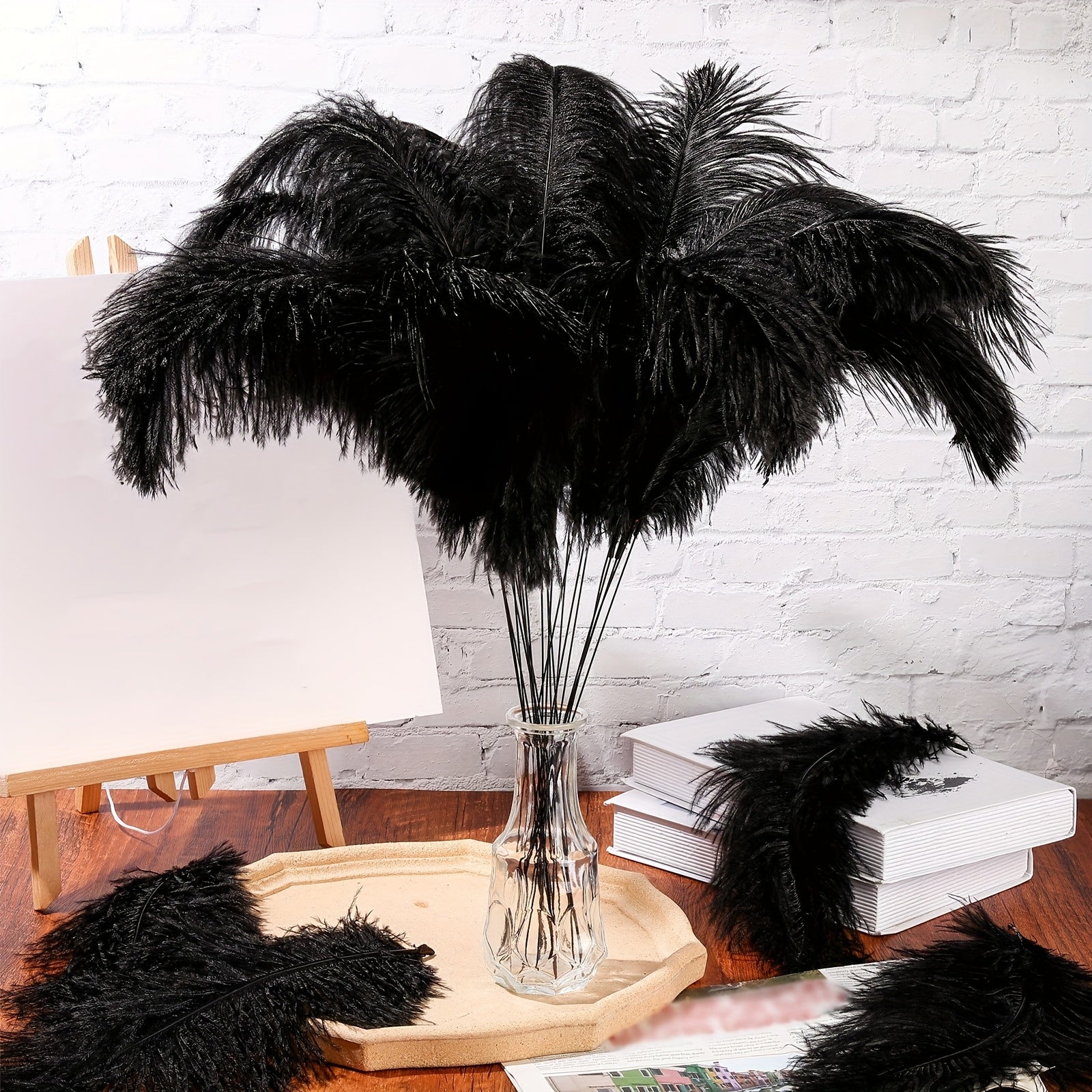 25pcs bulk ostrich feathers tape sticks suitable vase