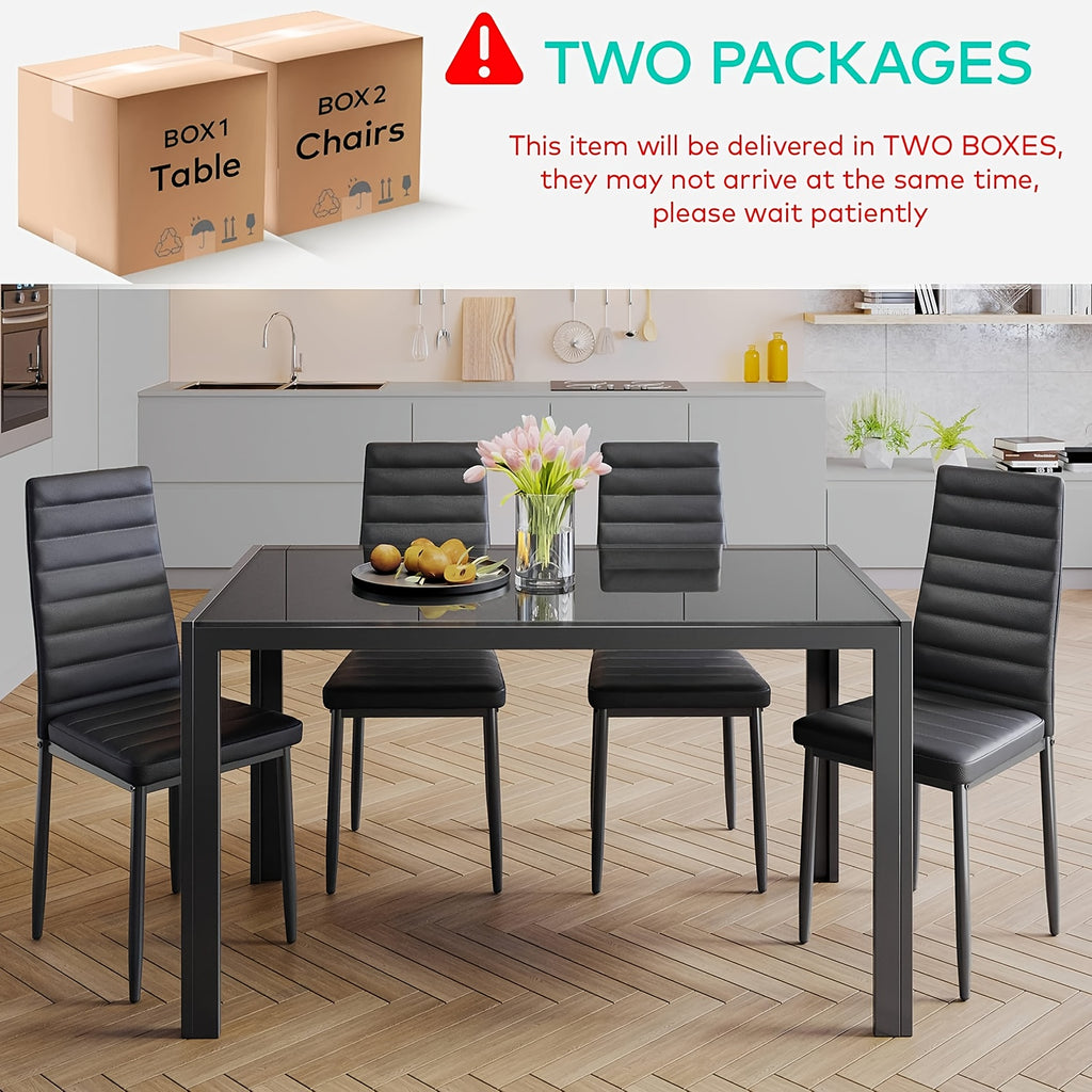 5pcs set dining table set modern rectangular glass dining