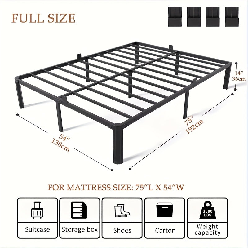 14 inch black metal bed frame king queen full twin