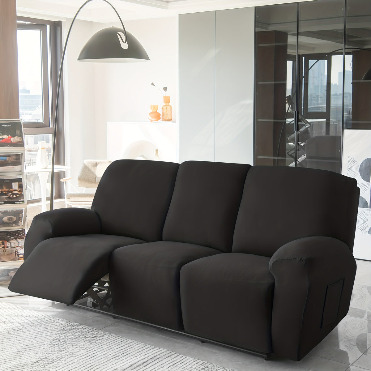 1 2 3 seater fiber fabric recliner sofa cover segmented