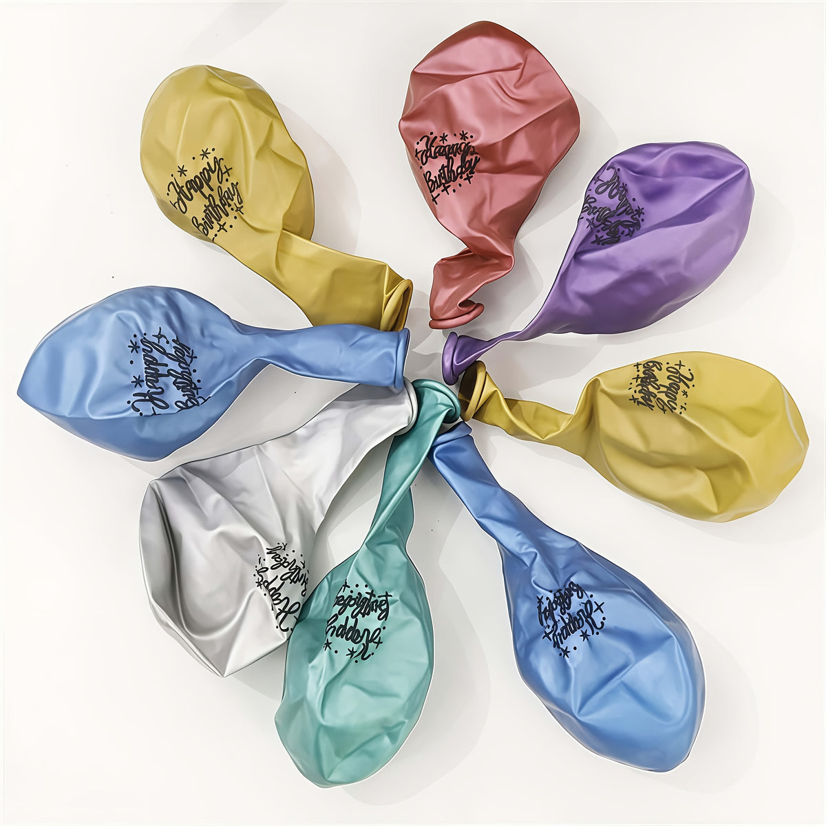 printed happy birthday multicolor metallic latex balloons
