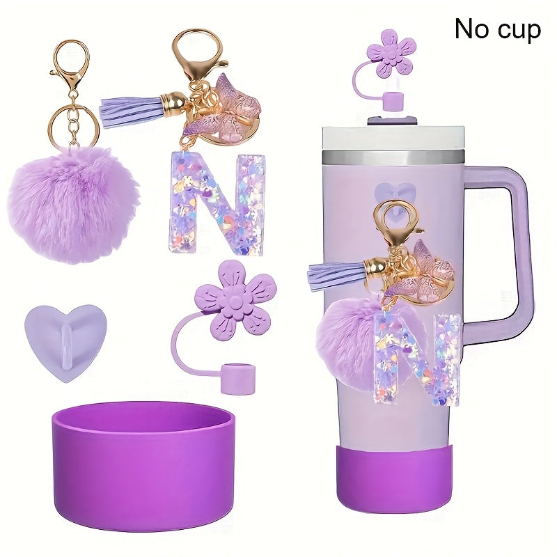 5pcs tumbler handle accessories set including resin alphabet