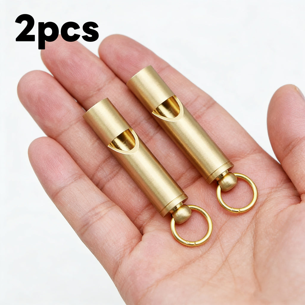 2 loud emergency survival whistles heavy duty golden