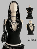 hooded halterneck vest