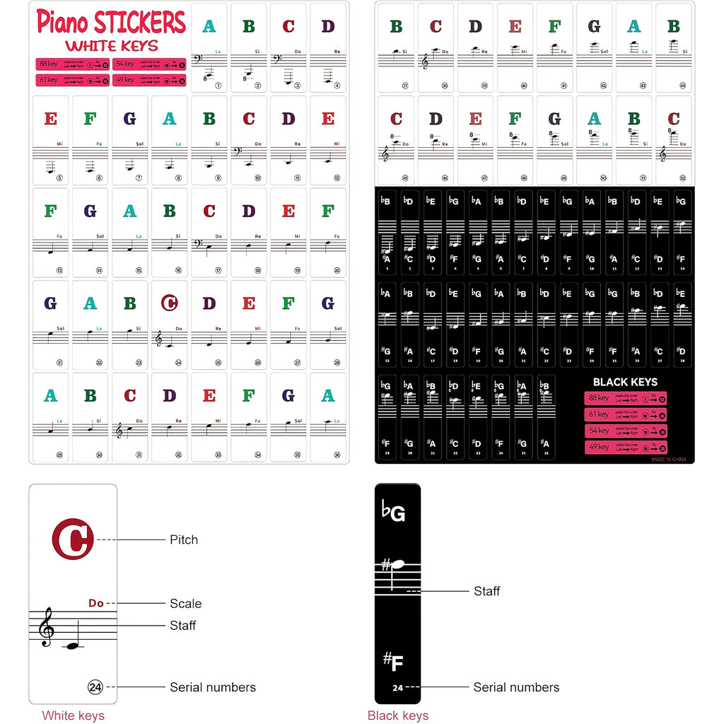 removable piano keyboard letter stickers compatible piano