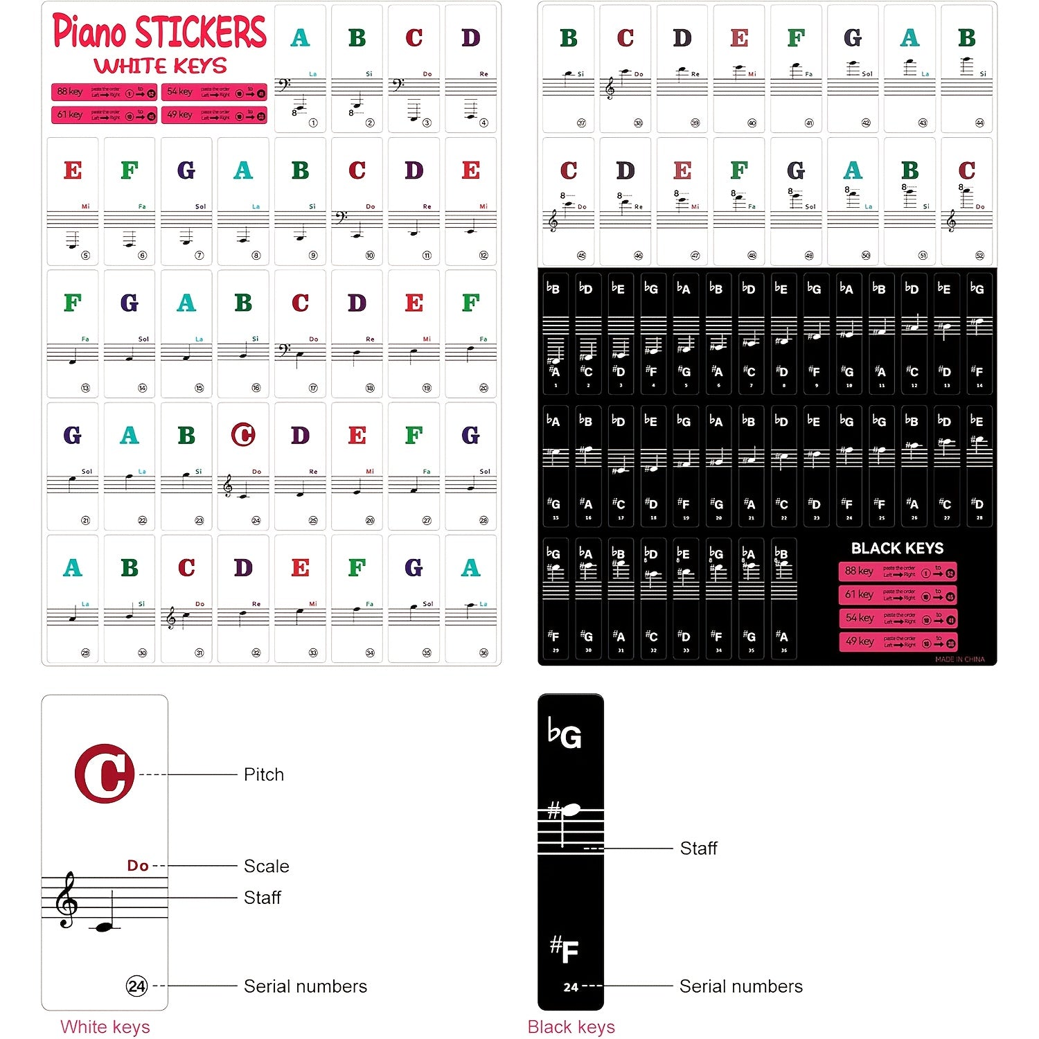 removable piano keyboard letter stickers compatible piano