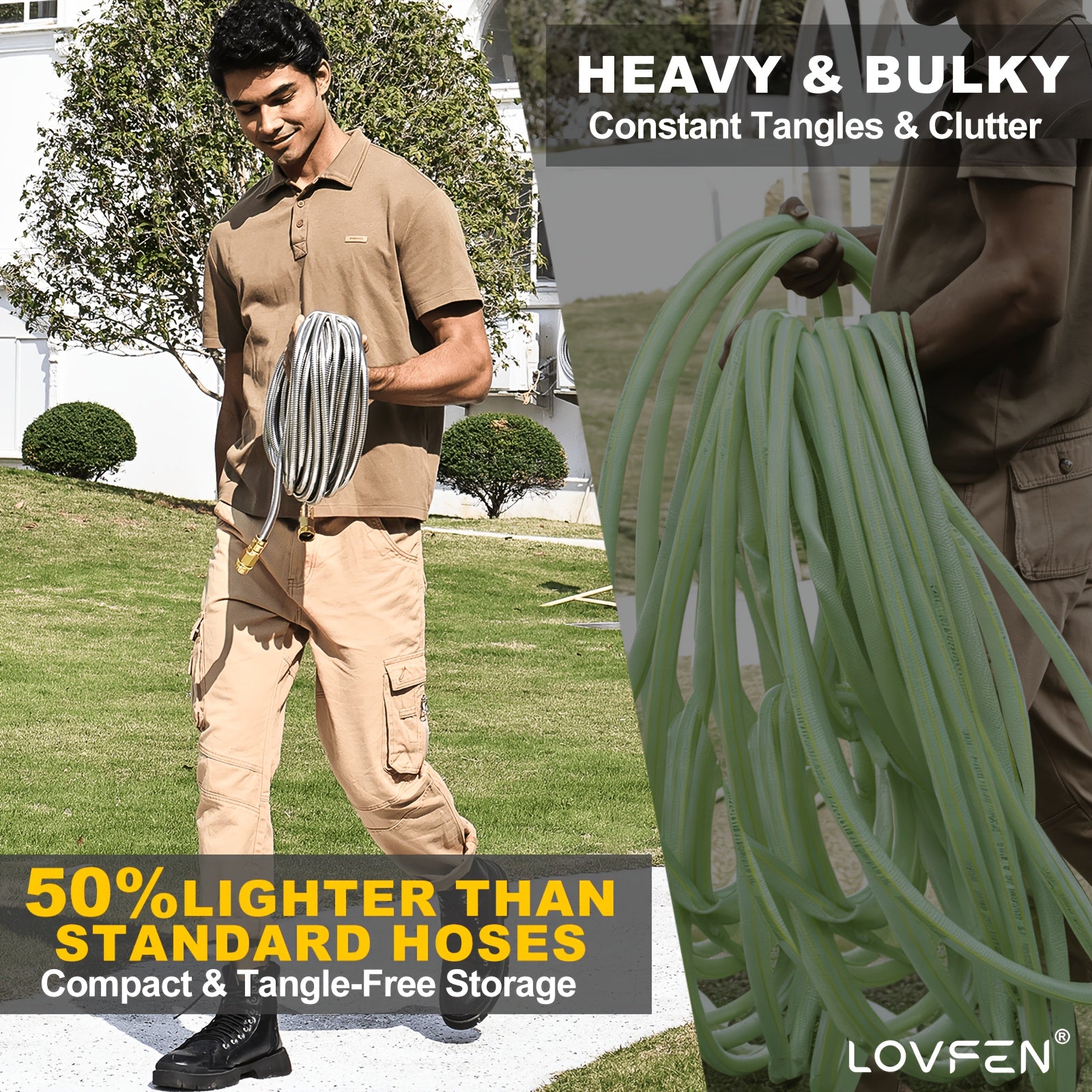 lovfen stainless steel metal garden hose kit heavy duty
