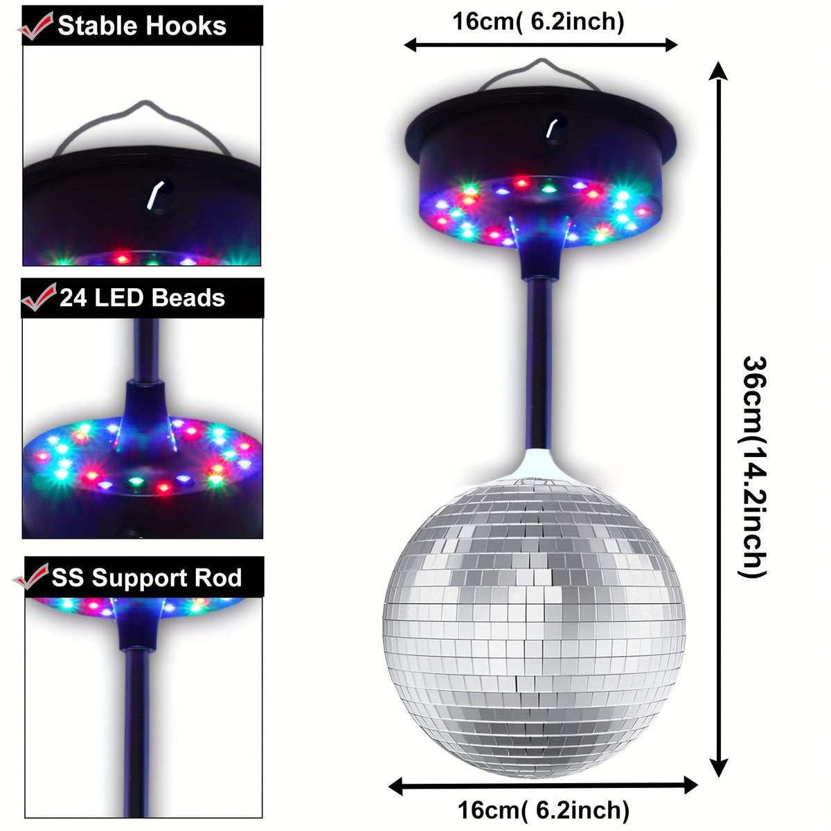remote control rgb dj disco ball light rotating mirror 6