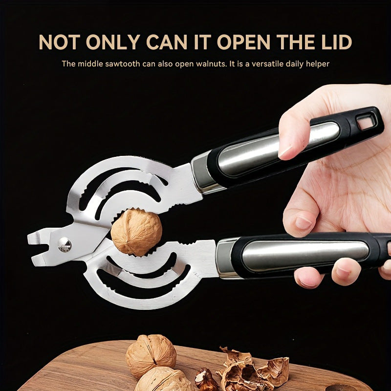 jar opener bottle opener black plastic handle ergonomic lid
