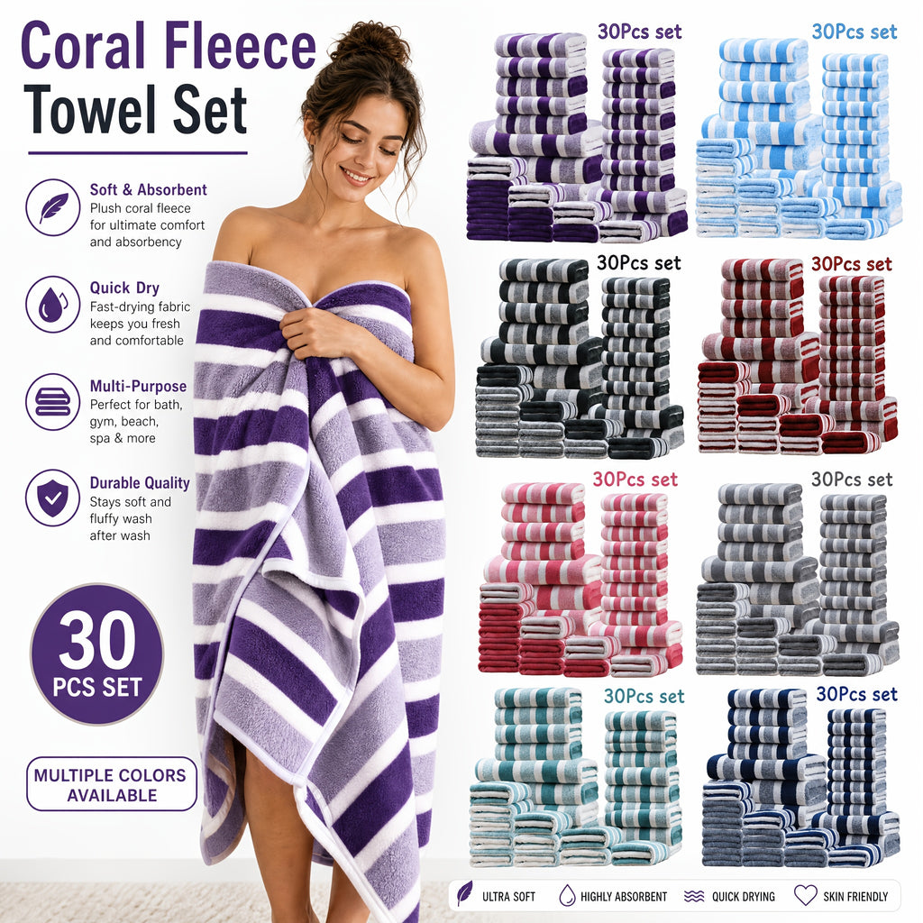 30pcs large wide   towel set quick