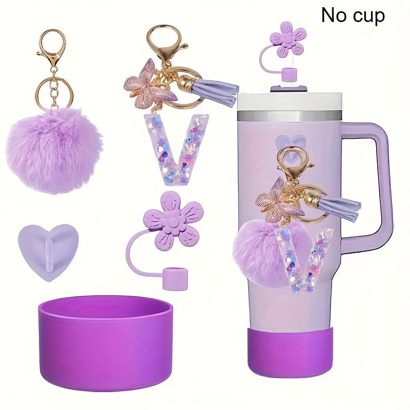 5pcs tumbler handle accessories set including resin alphabet