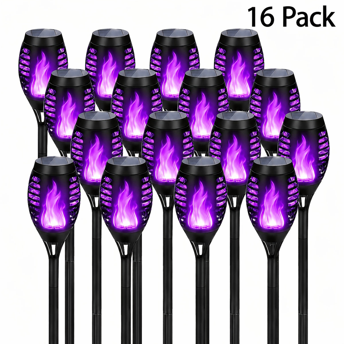 16 8pcs solar torch lights smart light control