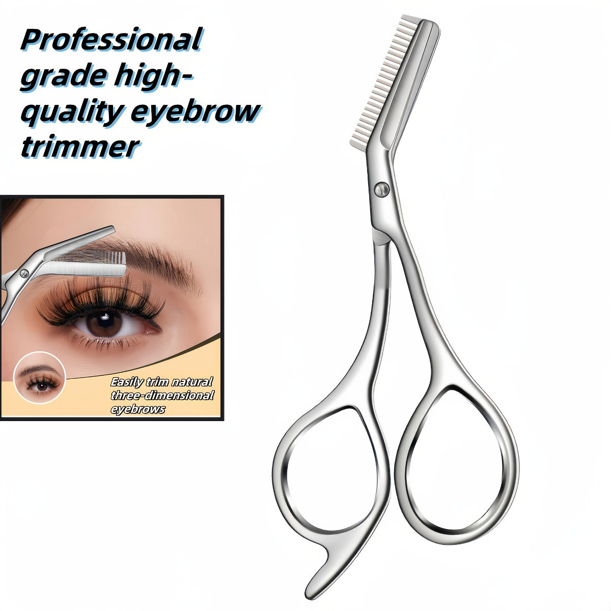 stainless steel   eyebrow scissors built in brow