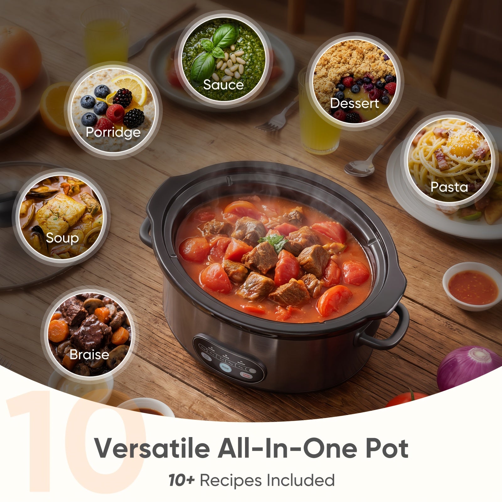 6 8 qt large electric slow cooker 3 heating settings