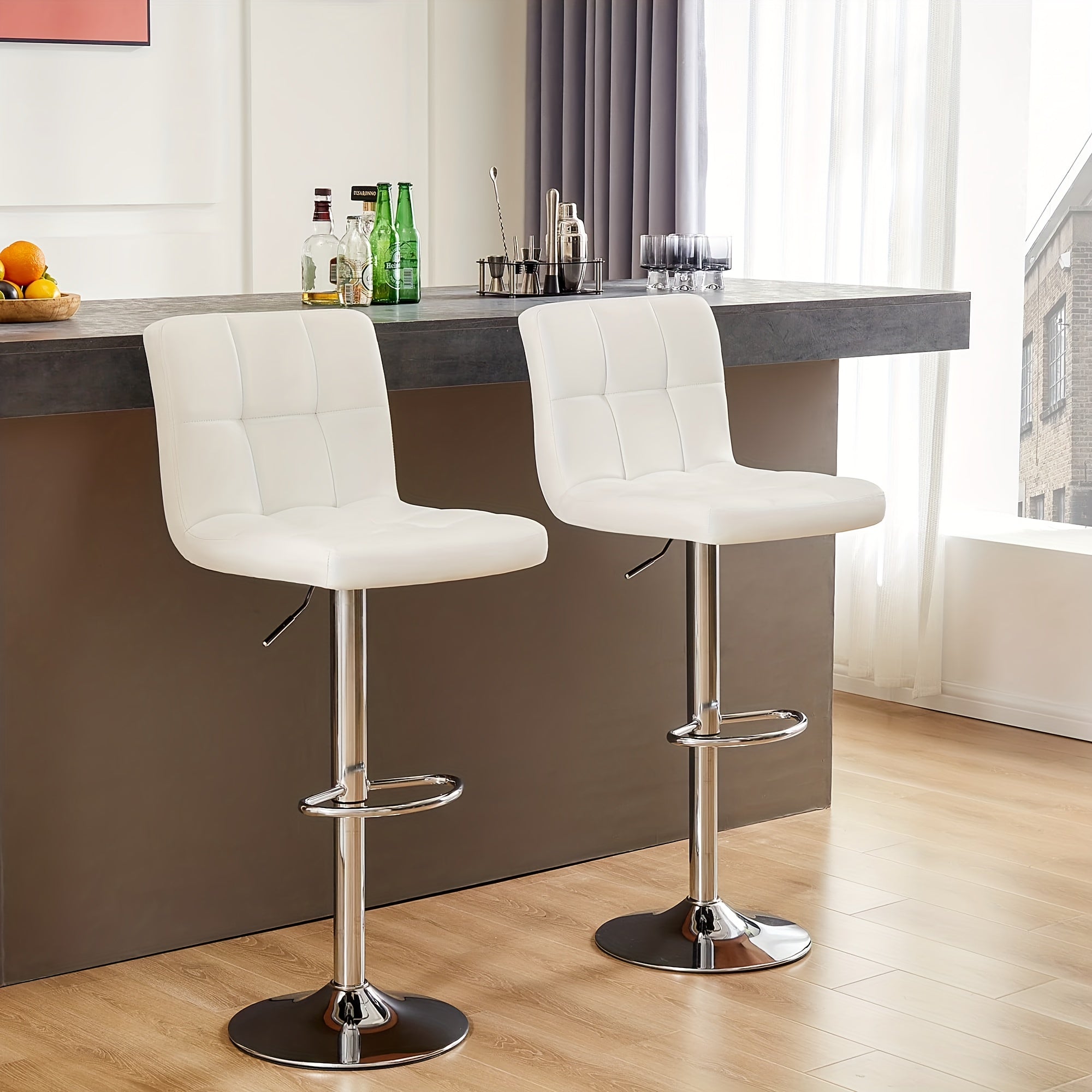 adjustable armless swivel bar stools set hydraulic pu