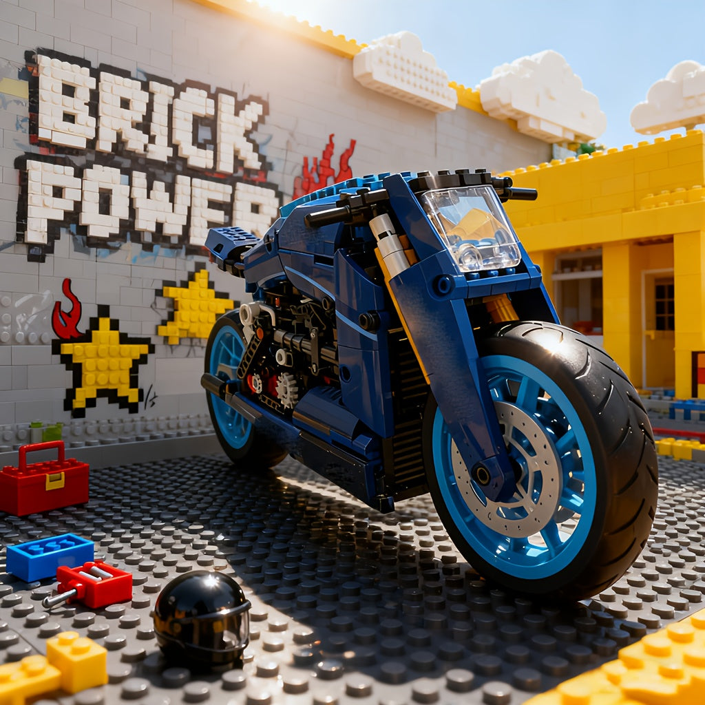 1 8 motorcycle building blocks high   assembly