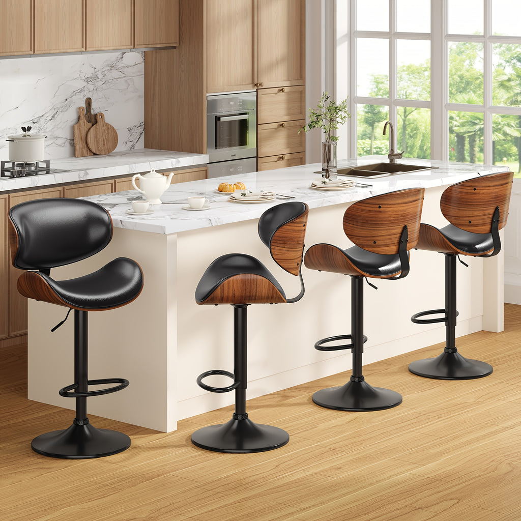 1 2pcs bar stools adjustable swivel faux leather bar stool