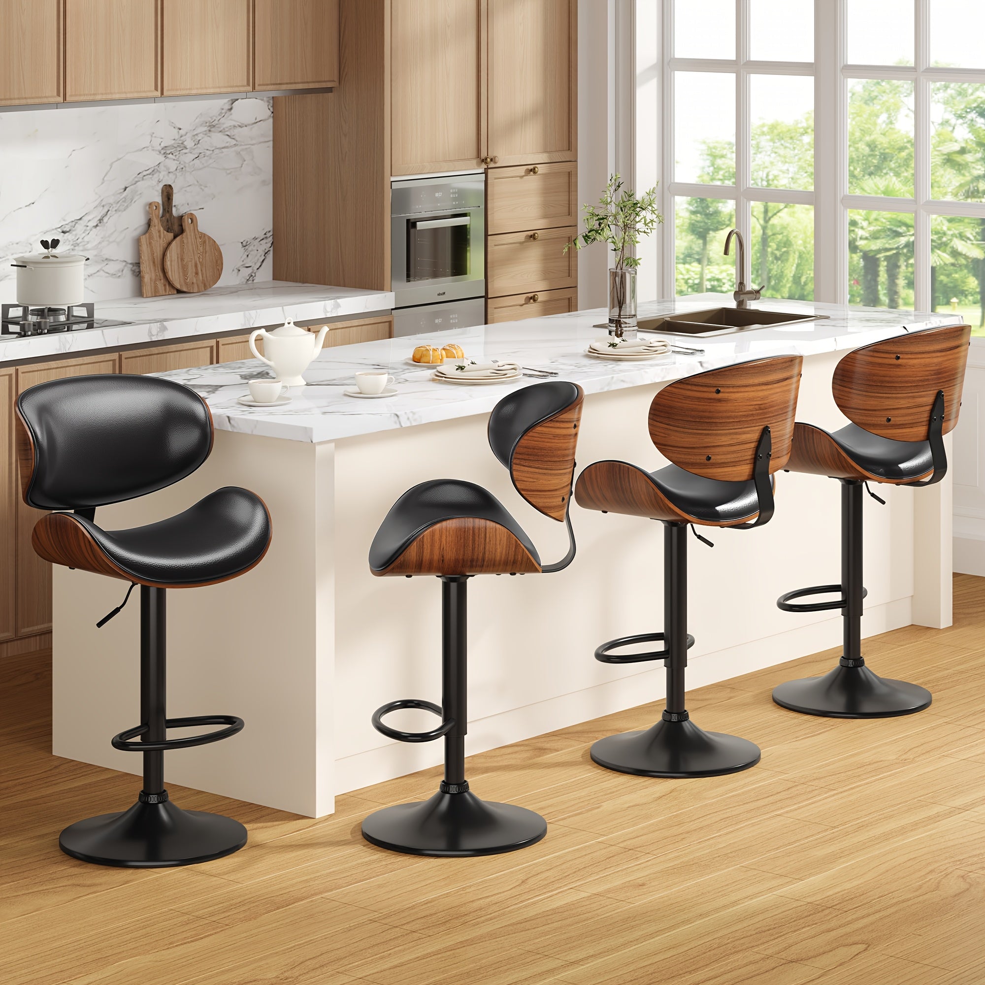1 2pcs bar stools adjustable swivel faux leather bar stool