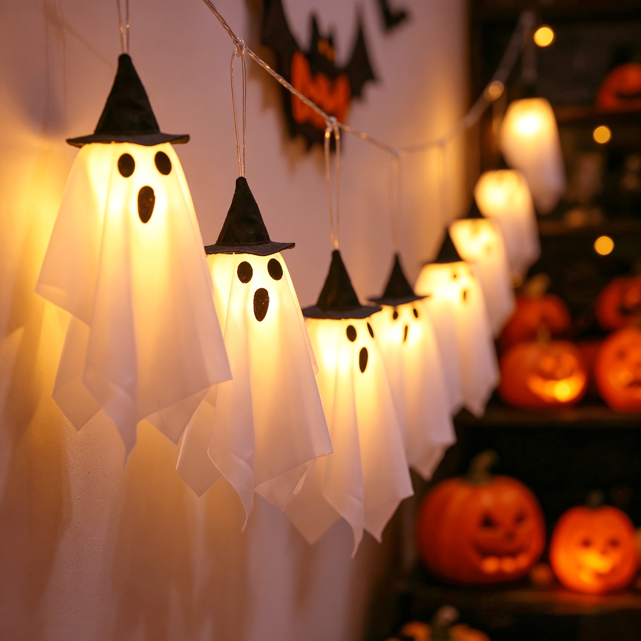 2026 new style 1 set 8 hanging halloween lights   hat