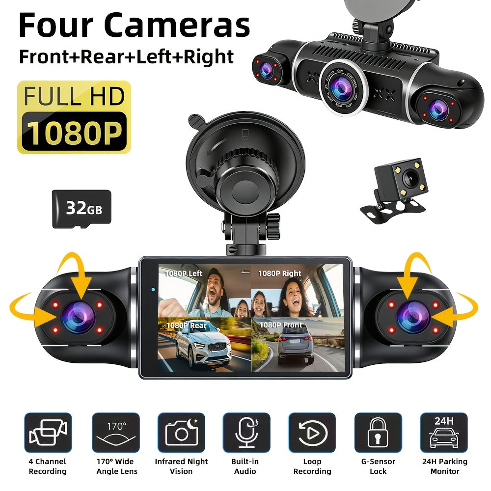 360 panoramic car dash cam fhd 1080p 4   0