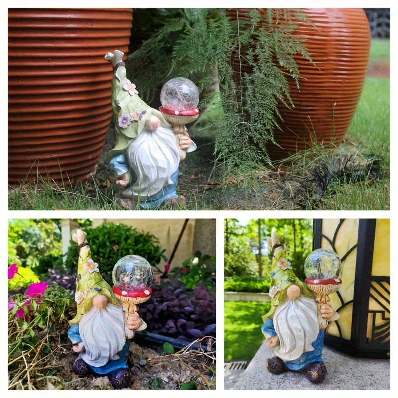 fairy garden decor gnome statue   light resin
