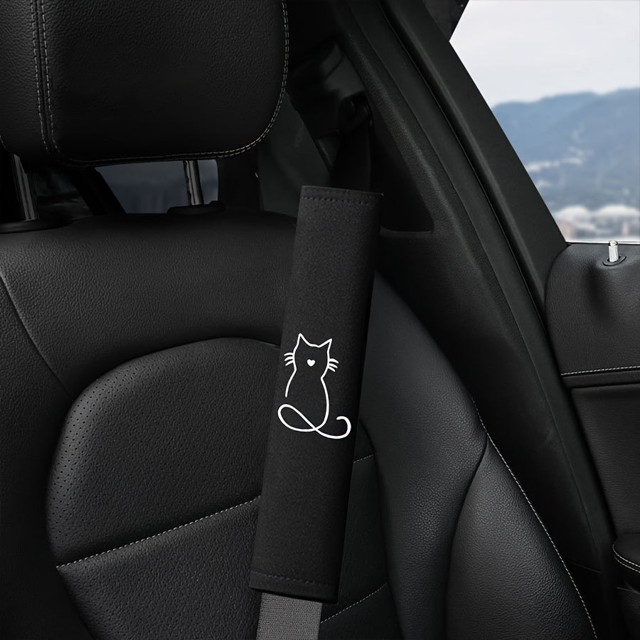 2pcs cat embroidery pattern car seat belt shoulder pads seat